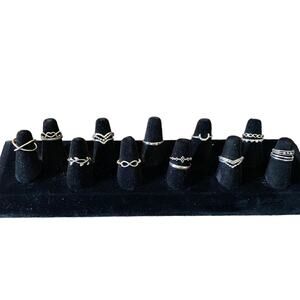 Antique Silver 18 Ring Lot Assortment Of Sizes Heart Infinity NEW